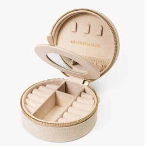 Hillberg & Berk Linen Monogrammed Round Jewelry Case